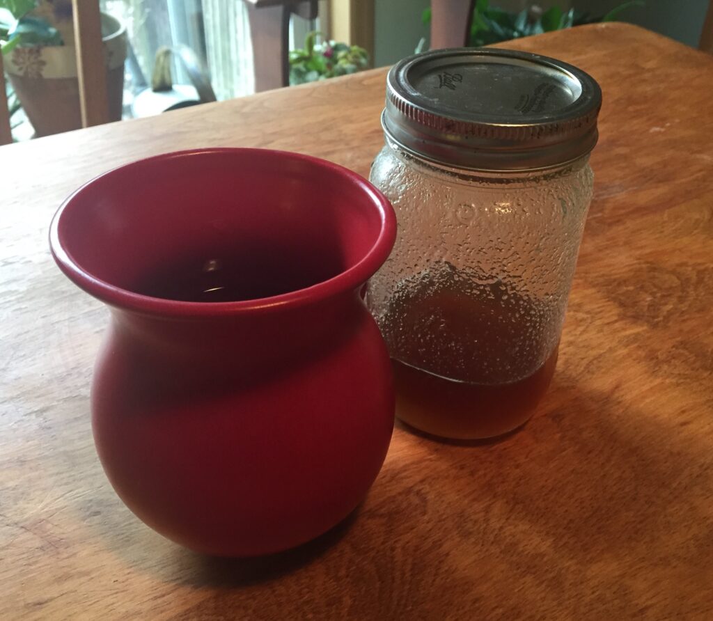 mug of green tea with holy basil infused honey